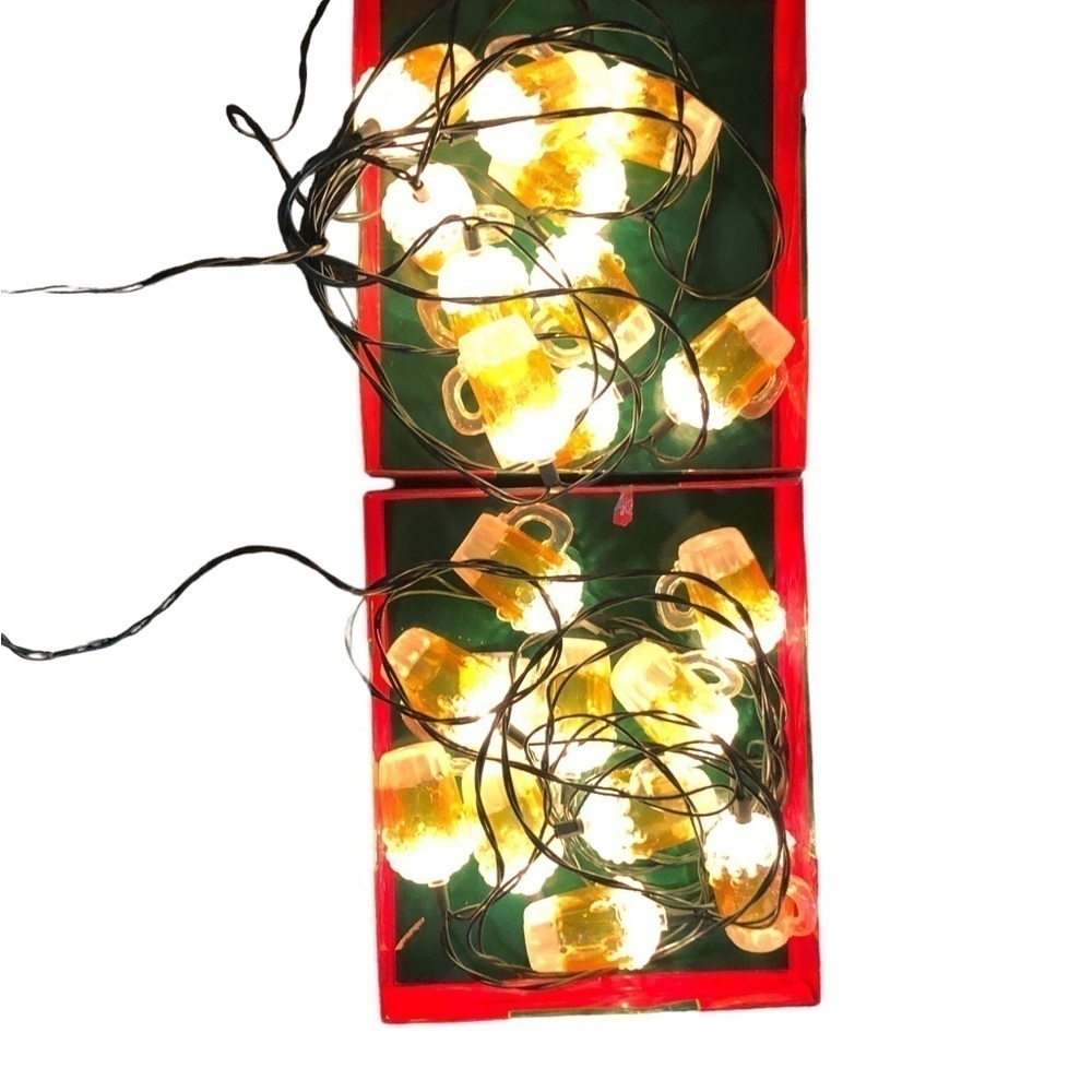 Kurt Sandler Set of 2 Novelty Frosty Beer Mugs String Light Sets 24 in All